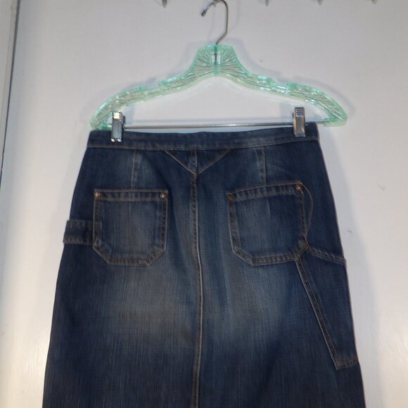Banana Republic Denim Cargo Pencil Skirt Raw Hems Sz 2 - Picture 4 of 6